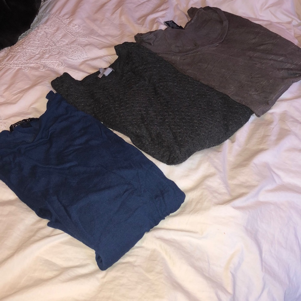 Three light weight long sleeved shirts